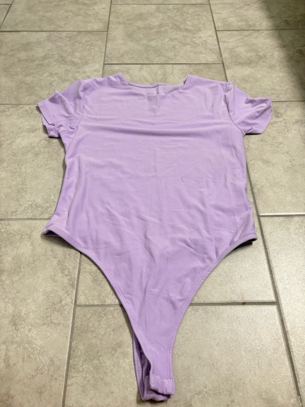 Lilac Short-Sleeve One-Piece Bodysuit for Women